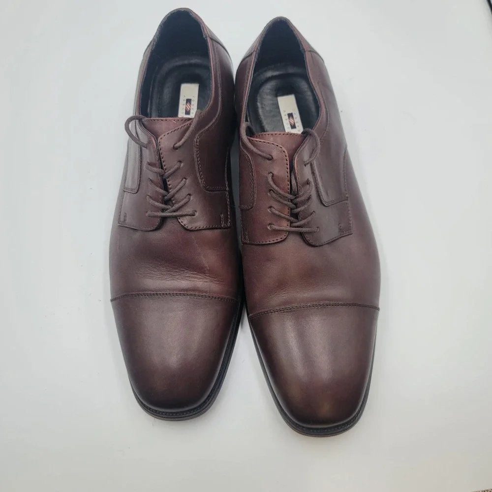 Joseph Abboud Mens Brown Leather Cap Toe Oxford Dress Shoes 12W Dark Academia
